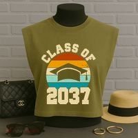 Class Of 2037 Kindergarten Graduation Retro Garment-Dyed Women's Muscle Tee thumb 3