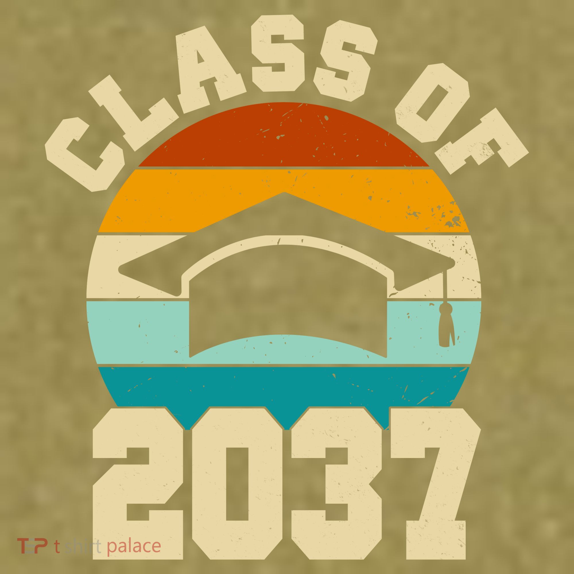 Class Of 2037 Kindergarten Graduation Retro Garment-Dyed Women's Muscle Tee