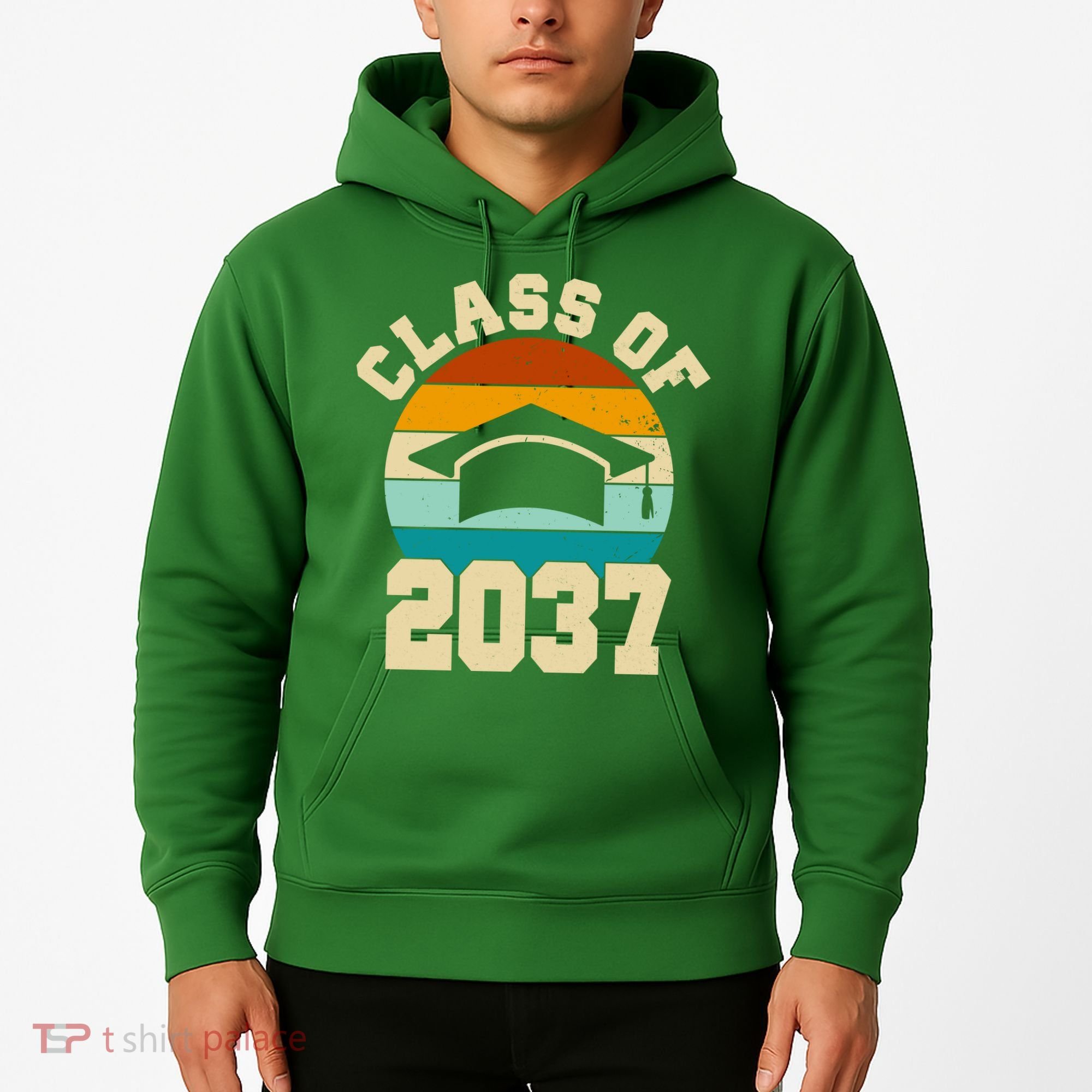 Class Of 2037 Kindergarten Graduation Retro Hoodie