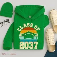 Class Of 2037 Kindergarten Graduation Retro Hoodie thumb 4