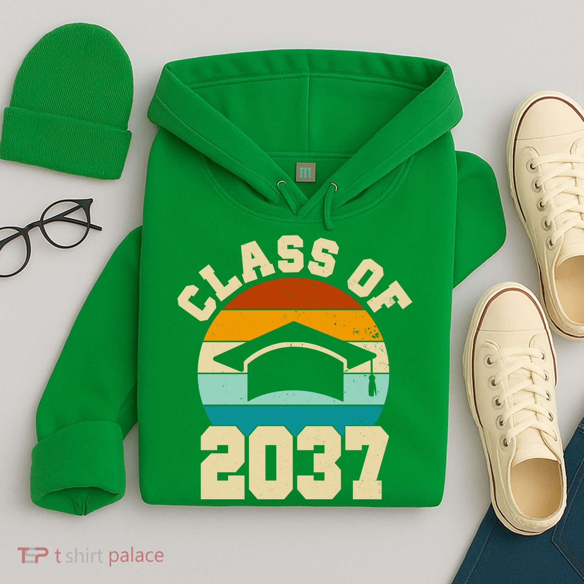 Class Of 2037 Kindergarten Graduation Retro Hoodie