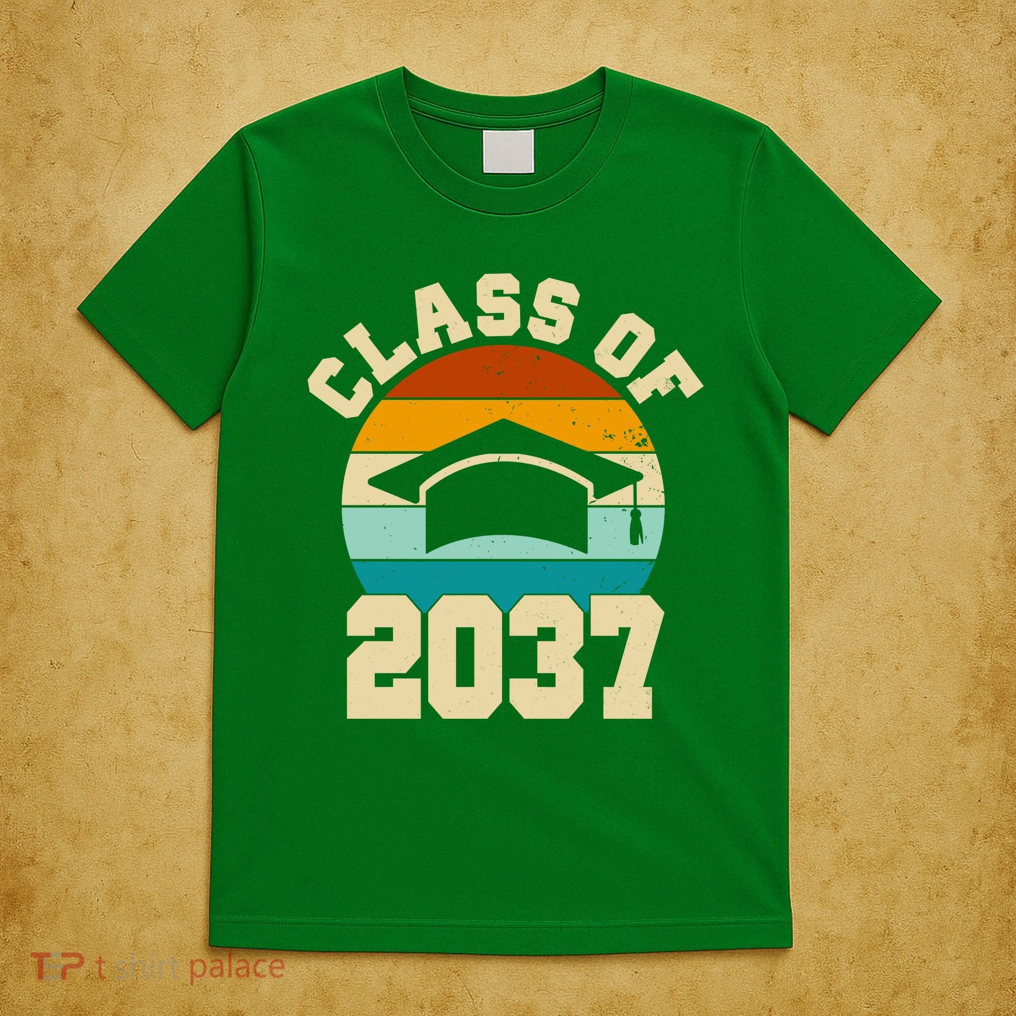 Class Of 2037 Kindergarten Graduation Retro T-Shirt