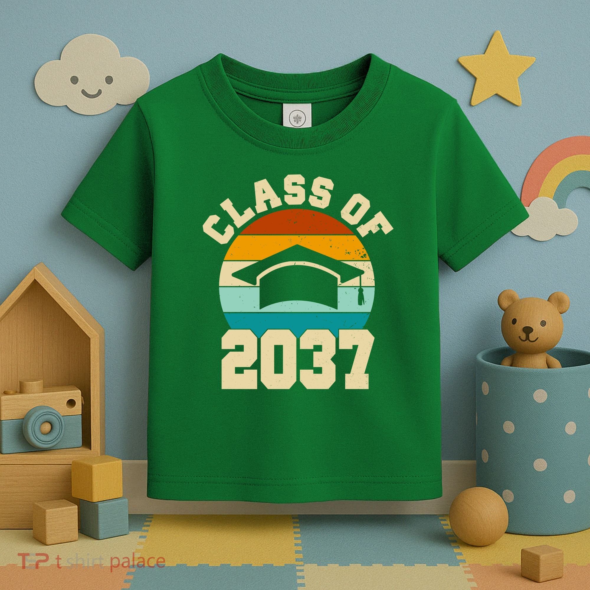 Class Of 2037 Kindergarten Graduation Retro Toddler T-Shirt