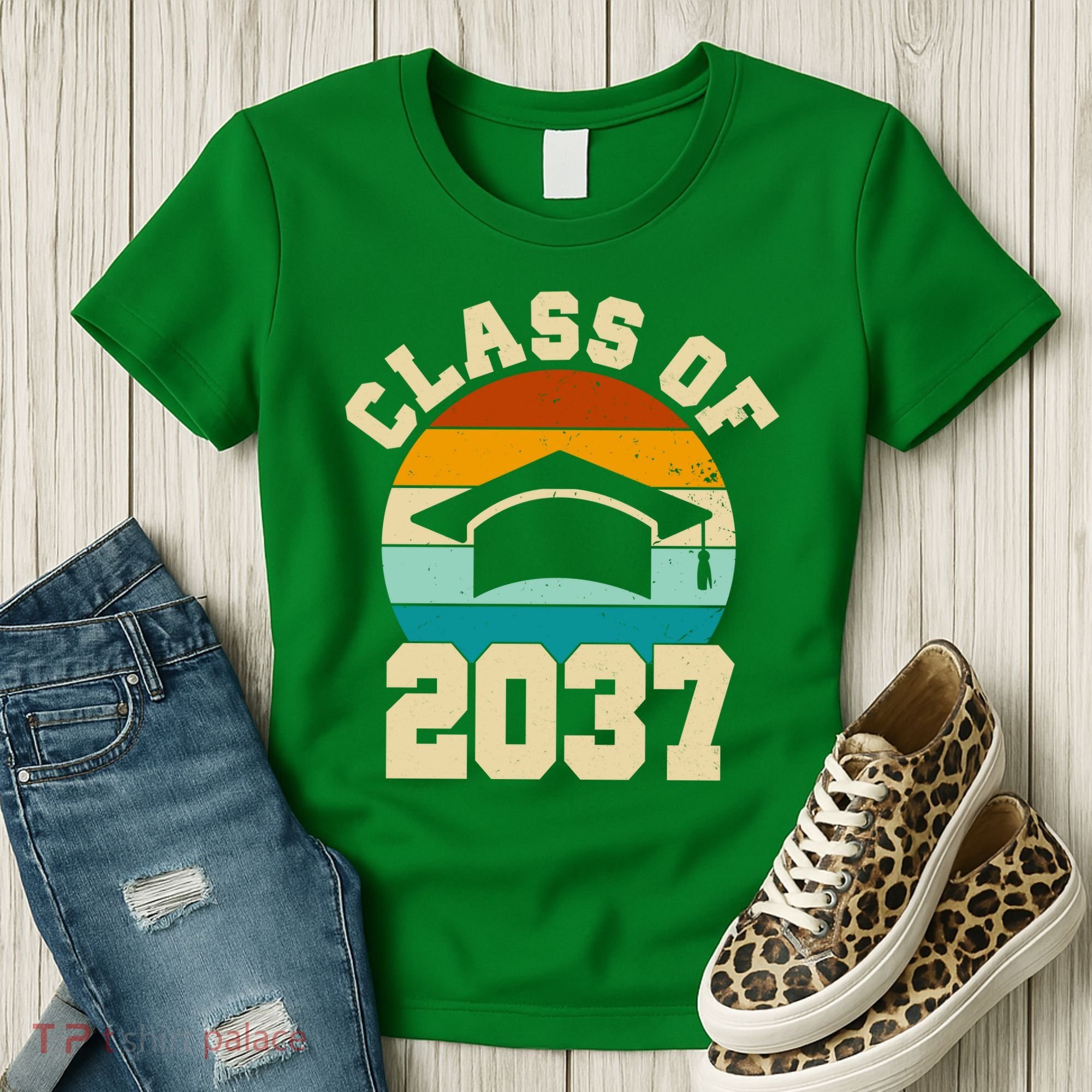 Class Of 2037 Kindergarten Graduation Retro Women's T-Shirt
