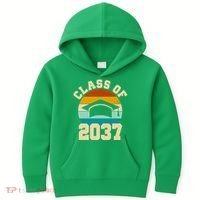 Class Of 2037 Kindergarten Graduation Retro Kids Hoodie thumb 0