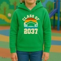 Class Of 2037 Kindergarten Graduation Retro Kids Hoodie thumb 3