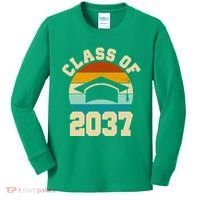 Class Of 2037 Kindergarten Graduation Retro Kids Long Sleeve Shirt thumb 0