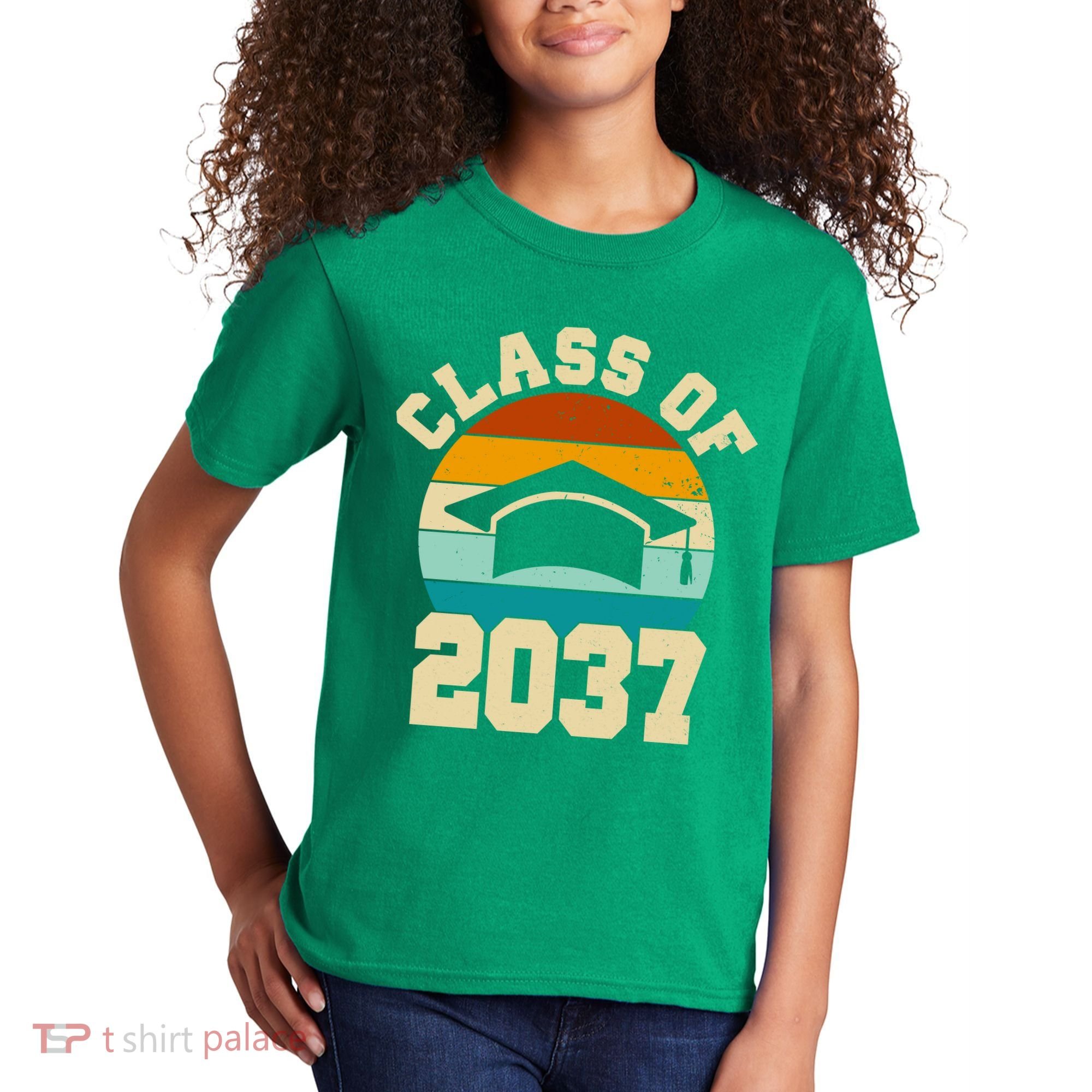 Class Of 2037 Kindergarten Graduation Retro Kids T-Shirt