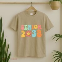 Class Of 2038 Senior 38 Graduation Last Day Of School Groovy T-Shirt thumb 2