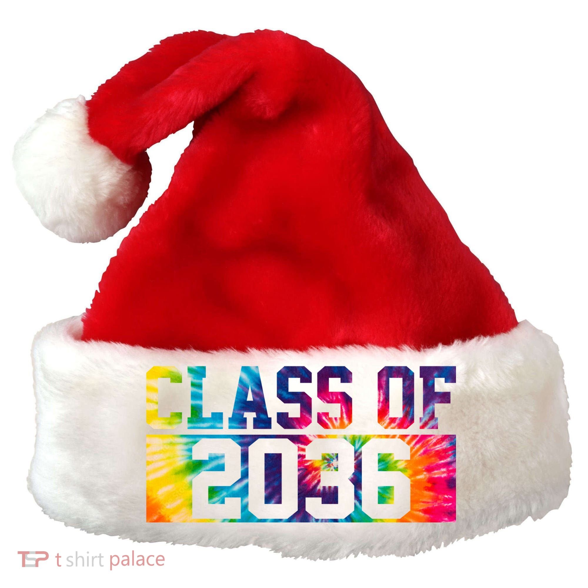 Class Of 2036 Graduation First Day Tie Dye Santa Hat