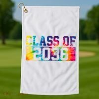 Class Of 2036 Graduation First Day Tie Dye Golf Towel thumb 1