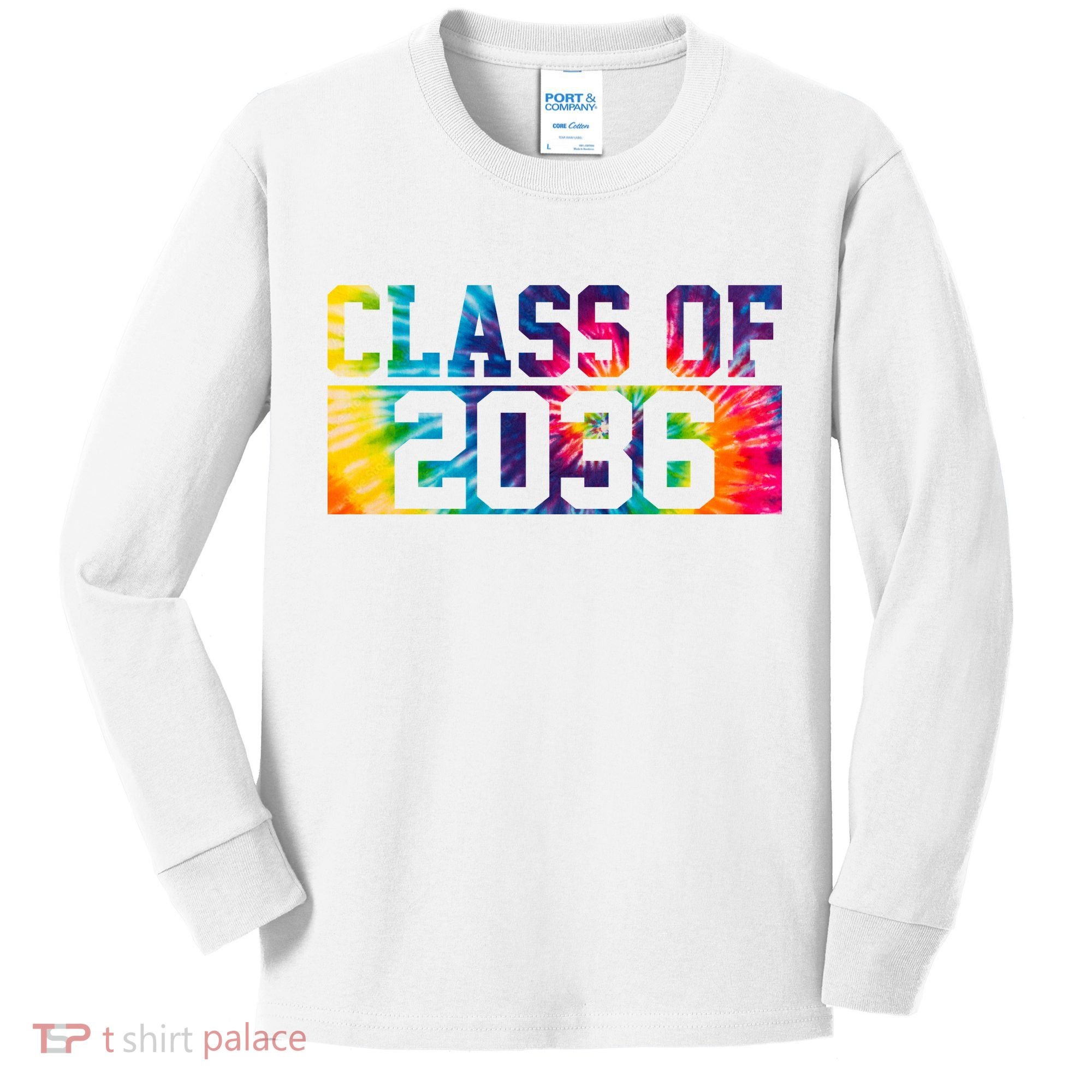 Class Of 2036 Graduation First Day Tie Dye Kids Long Sleeve Shirt