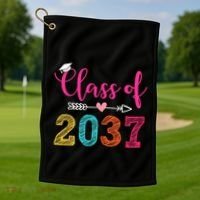 Class Of 2037 Pre K Grow With Me Graduation Golf Towel thumb 1