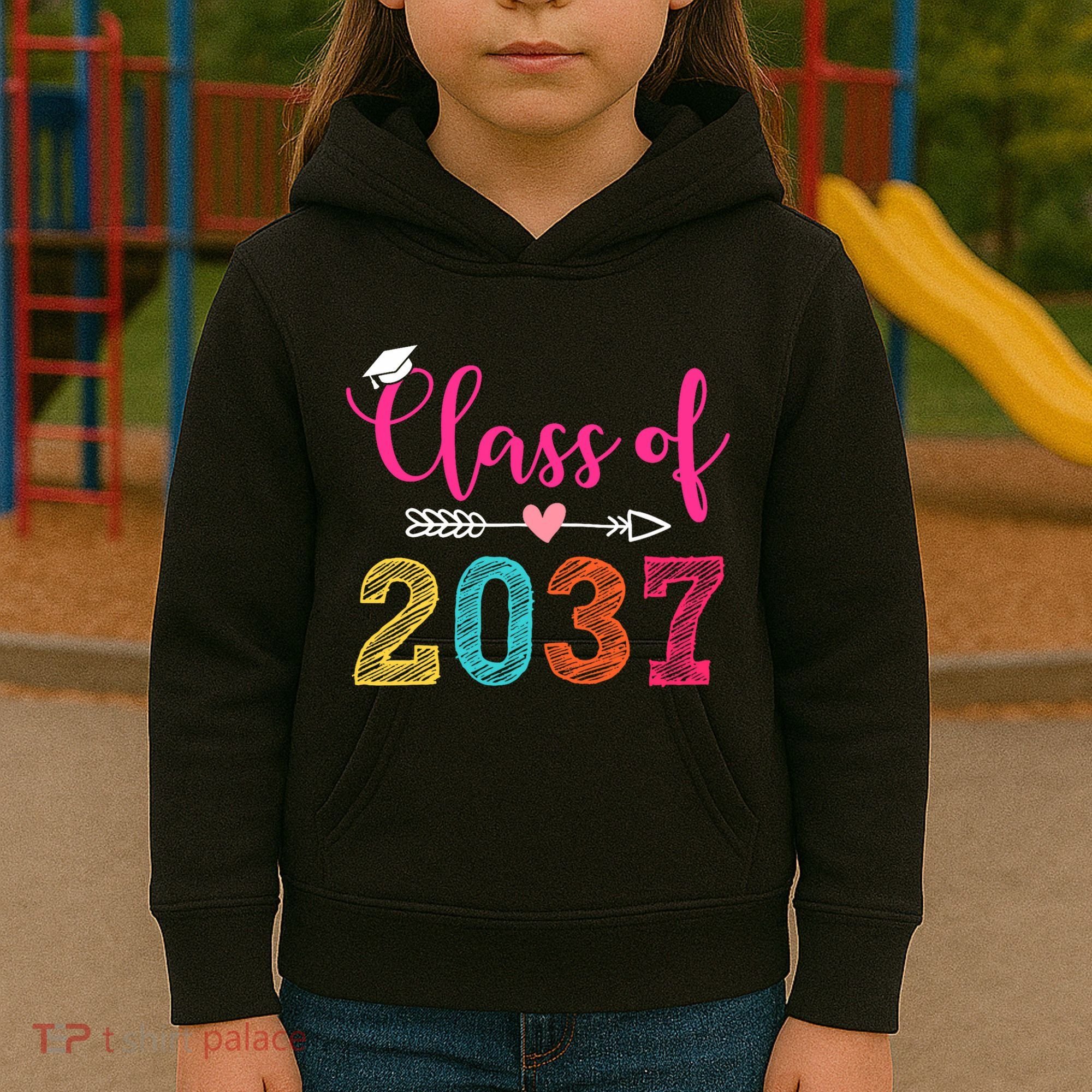 Class Of 2037 Pre K Grow With Me Graduation Kids Hoodie