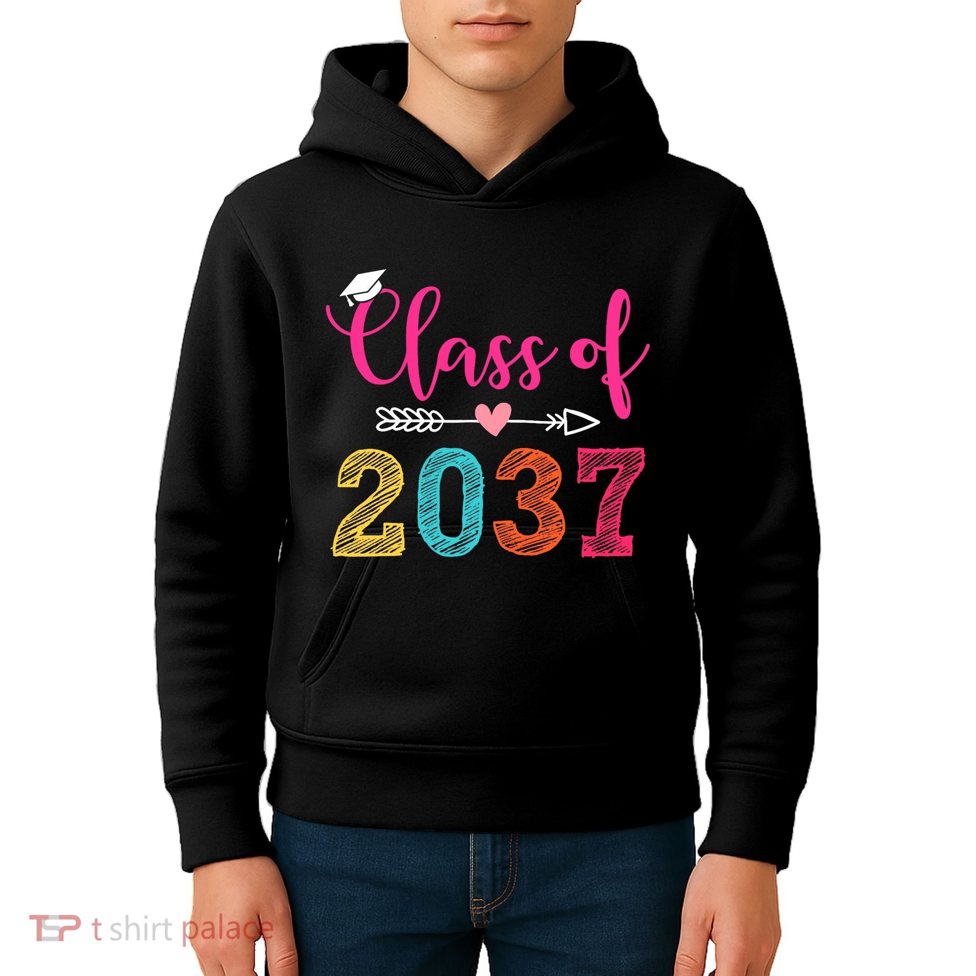 Class Of 2037 Pre K Grow With Me Graduation Kids Hoodie
