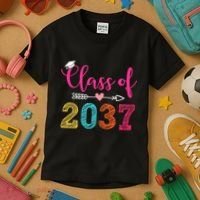 Class Of 2037 Pre K Grow With Me Graduation Kids T-Shirt thumb 3
