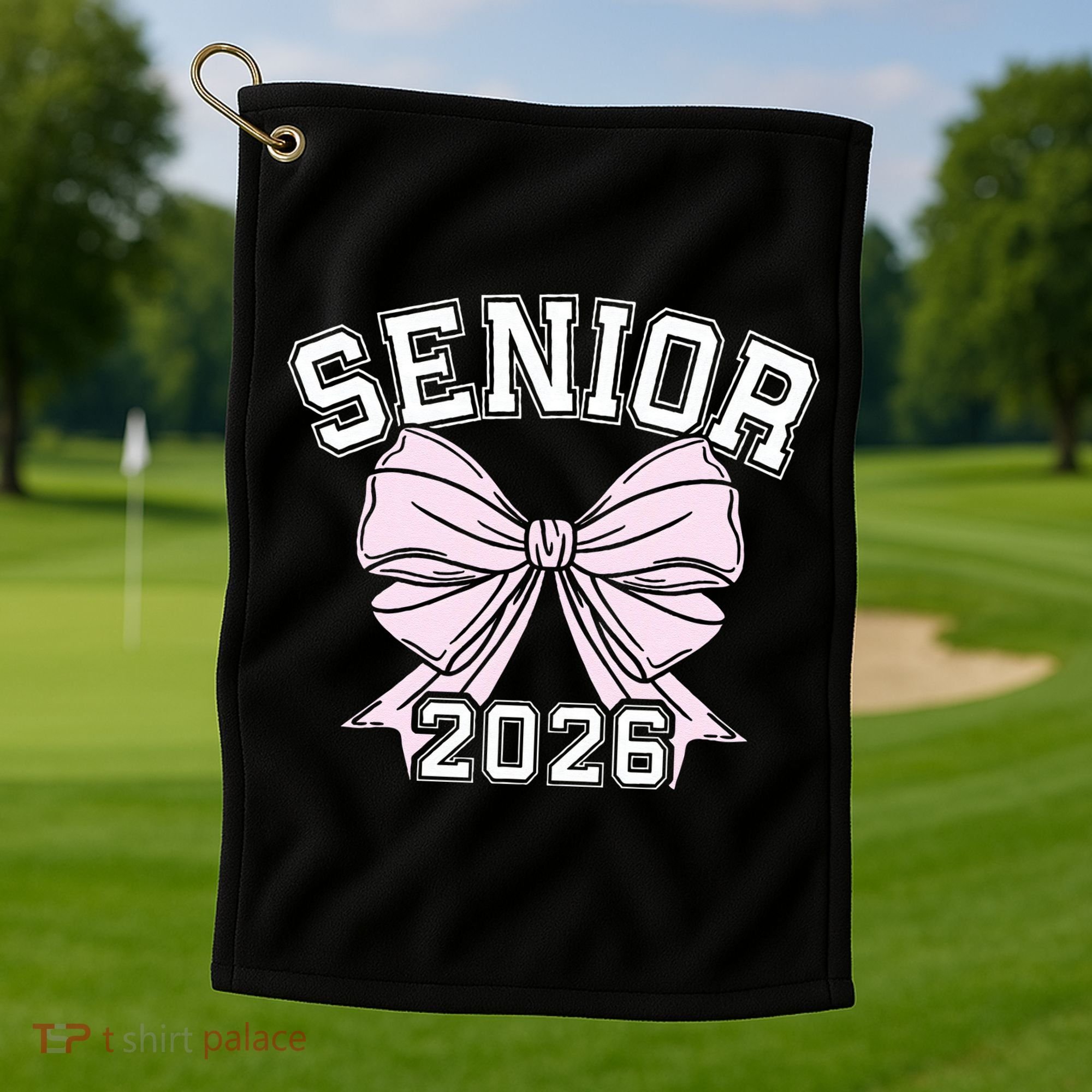 Class Of 2026 Senior Coquette Bow Aesthetic Golf Towel