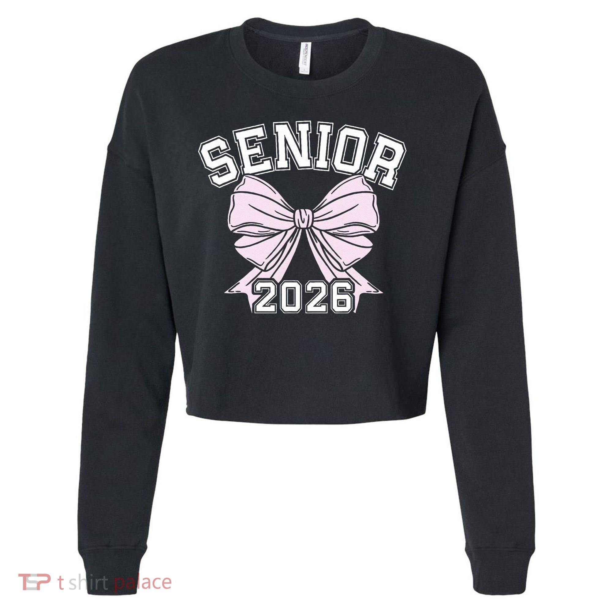 Class Of 2026 Senior Coquette Bow Aesthetic Cropped Pullover Crew