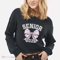 Class Of 2026 Senior Coquette Bow Aesthetic Cropped Pullover Crew thumb 2