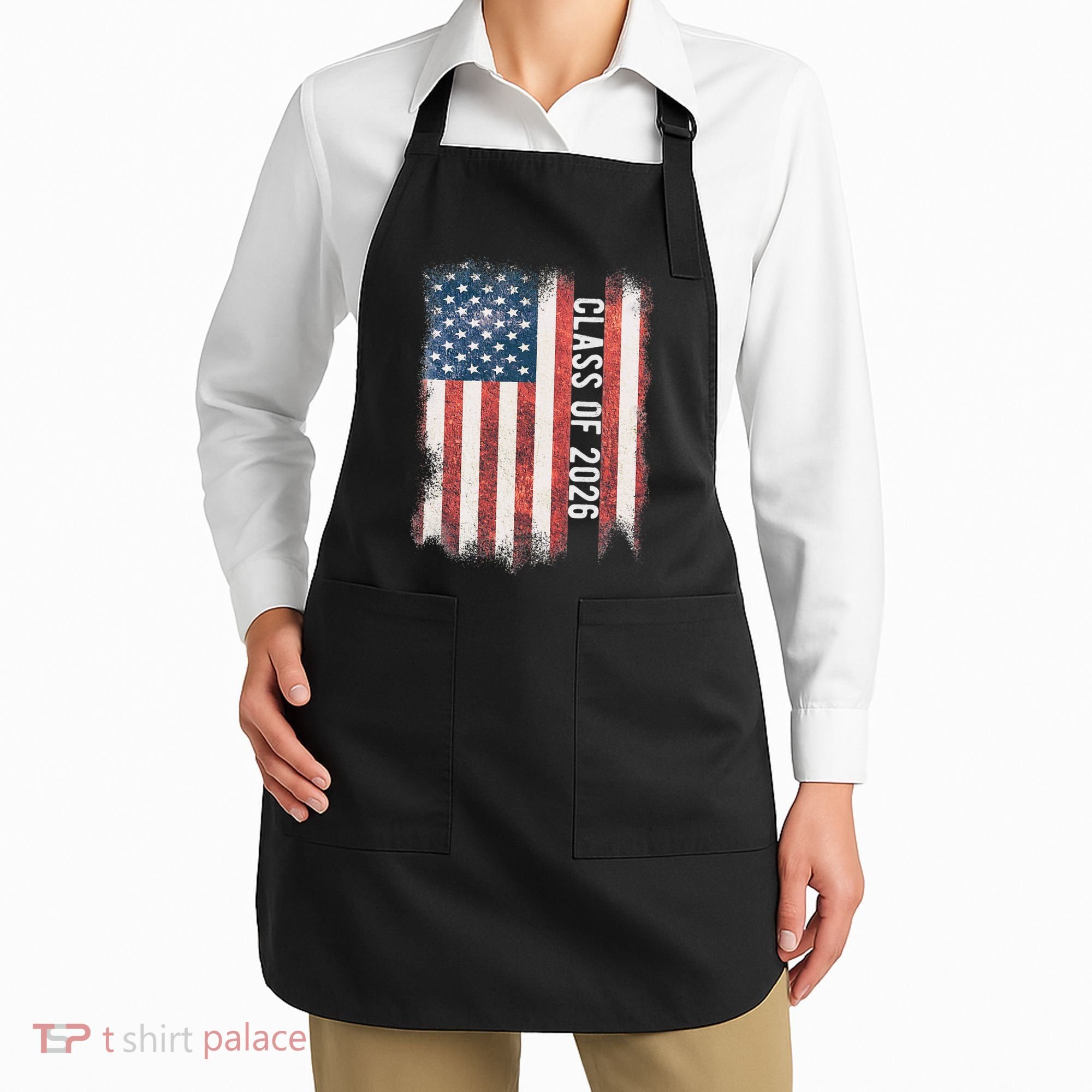 Class Of 2026 Patriotic American Flag Graduation Apron