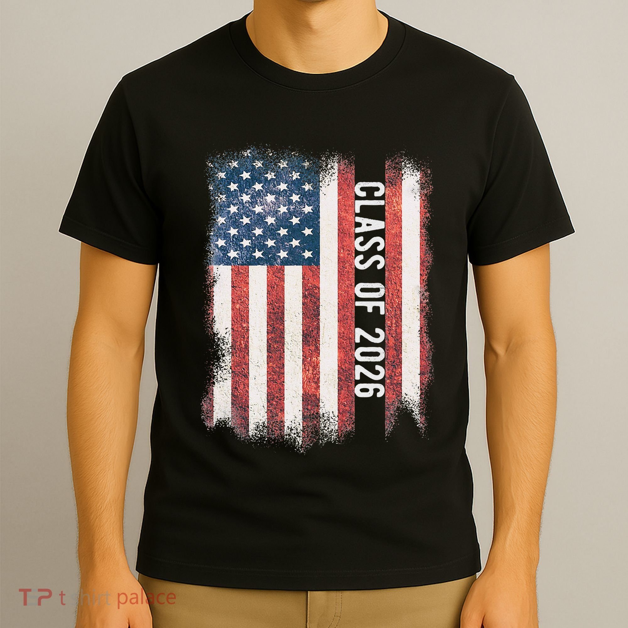 Class Of 2026 Patriotic American Flag Graduation T-Shirt