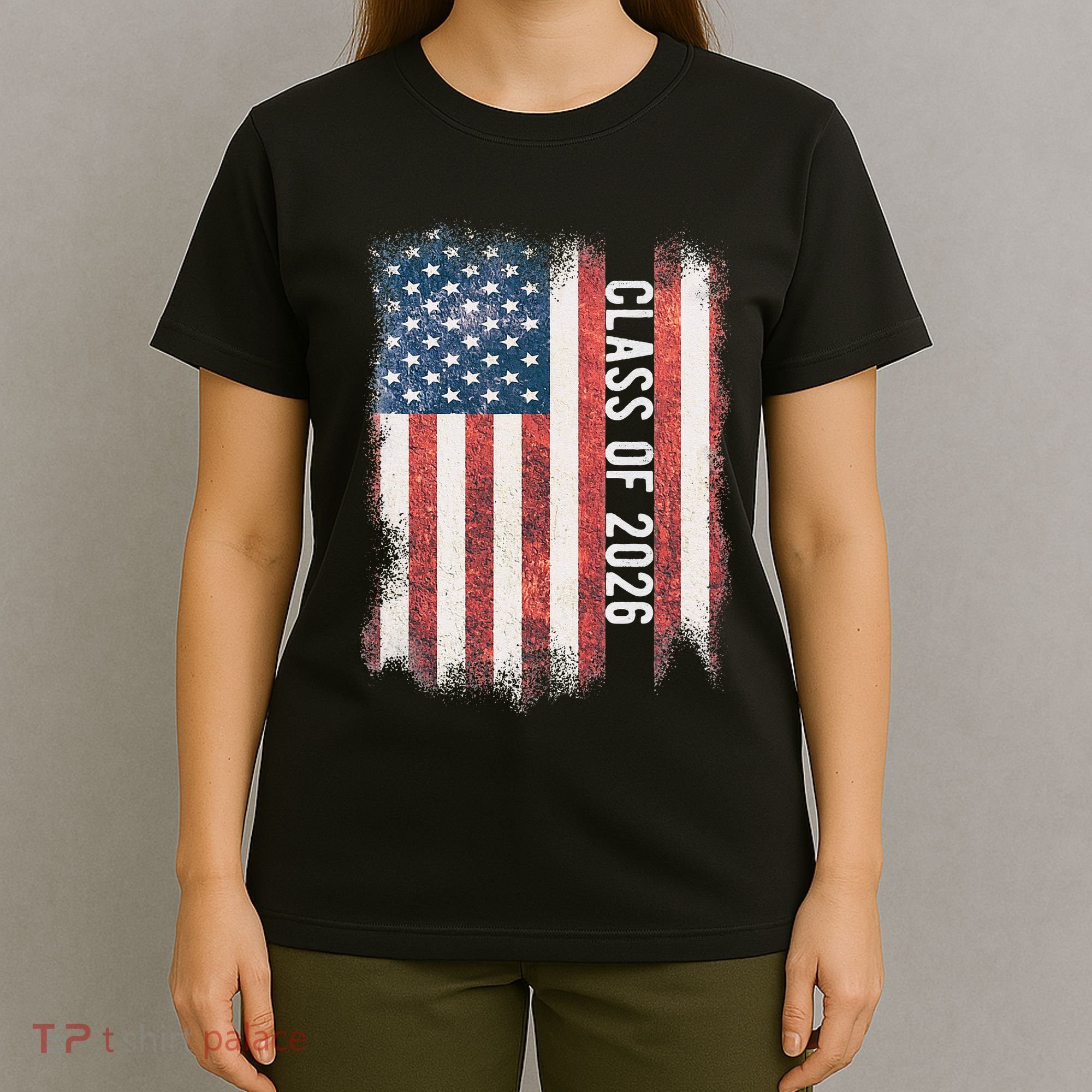Class Of 2026 Patriotic American Flag Graduation T-Shirt
