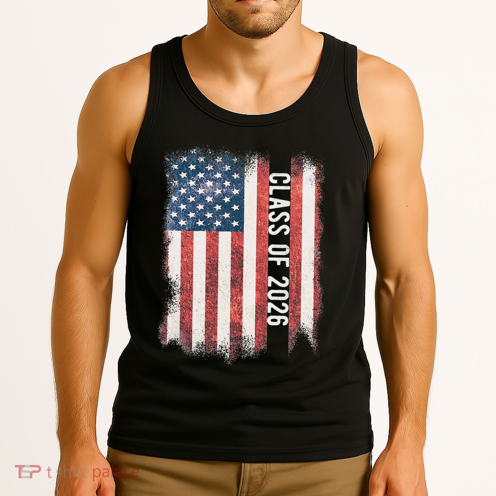 Class Of 2026 Patriotic American Flag Graduation Tank Top