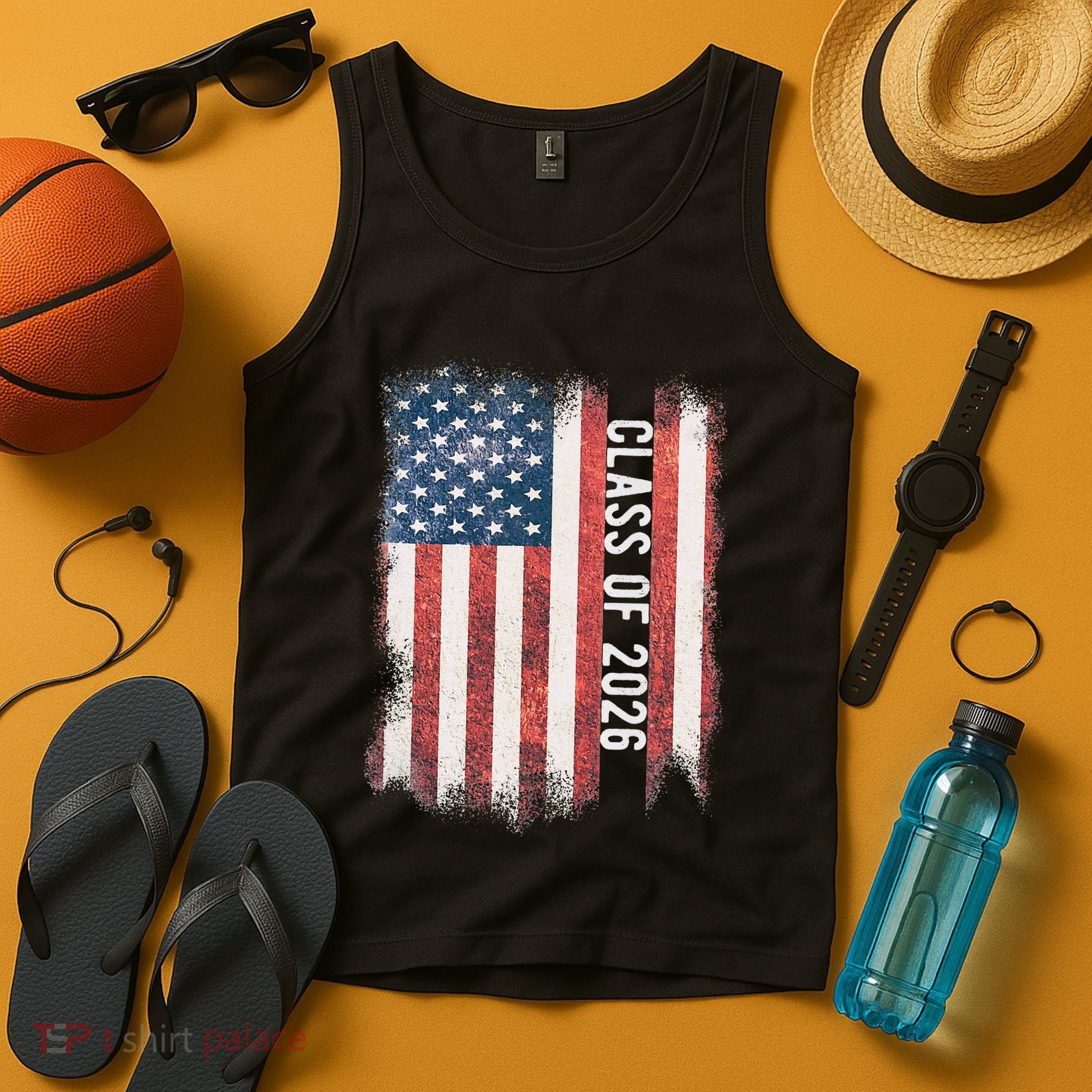 Class Of 2026 Patriotic American Flag Graduation Tank Top