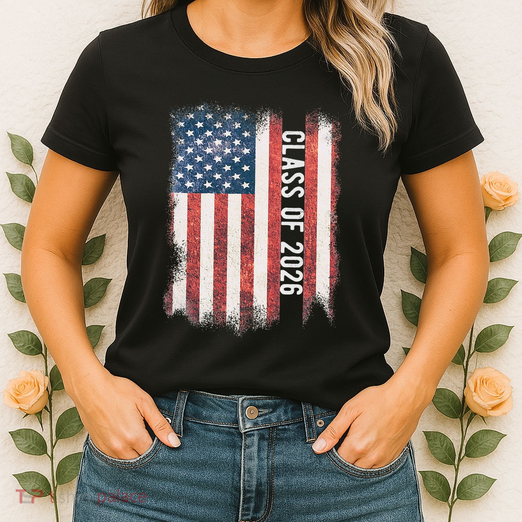 Class Of 2026 Patriotic American Flag Graduation Women's T-Shirt