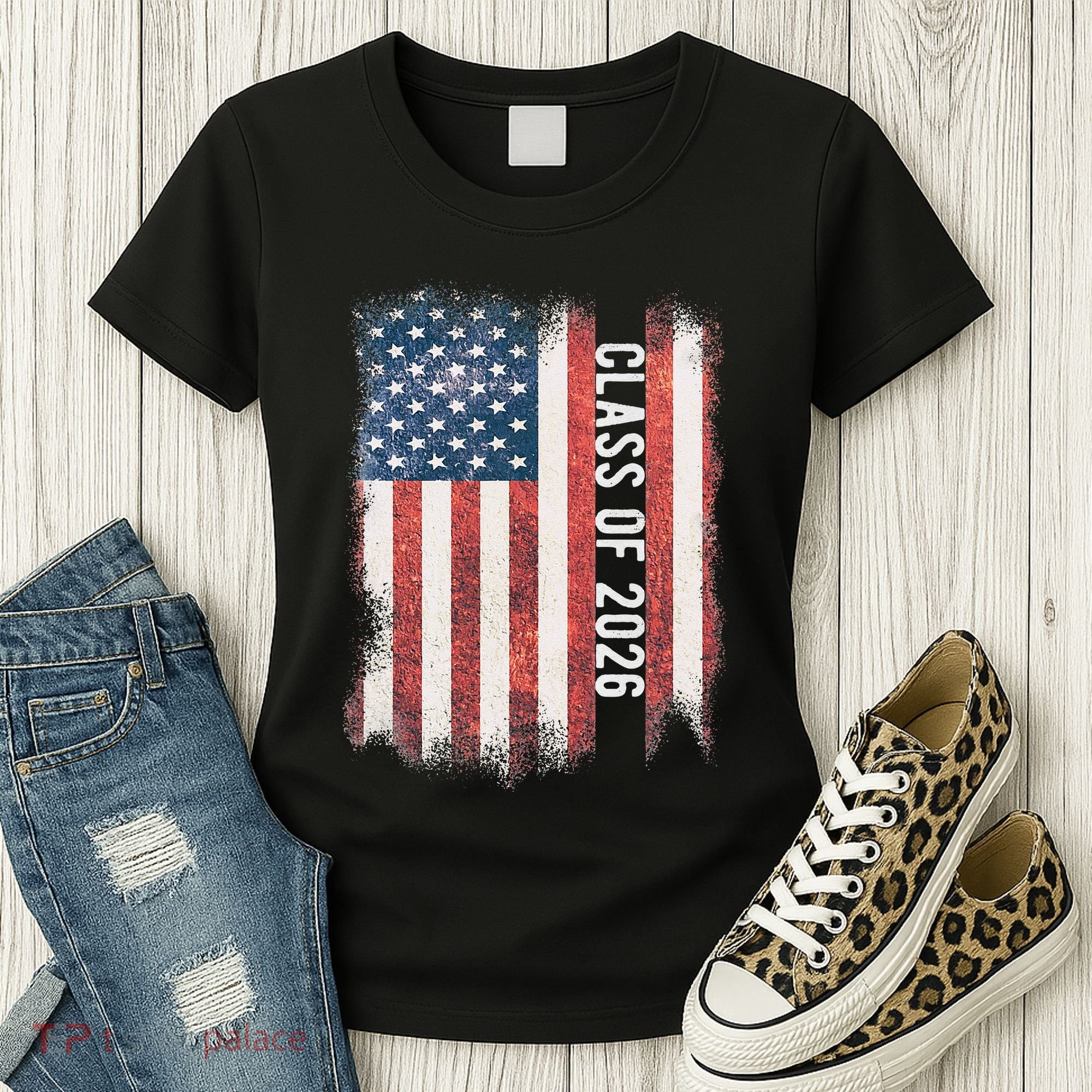 Class Of 2026 Patriotic American Flag Graduation Women's T-Shirt