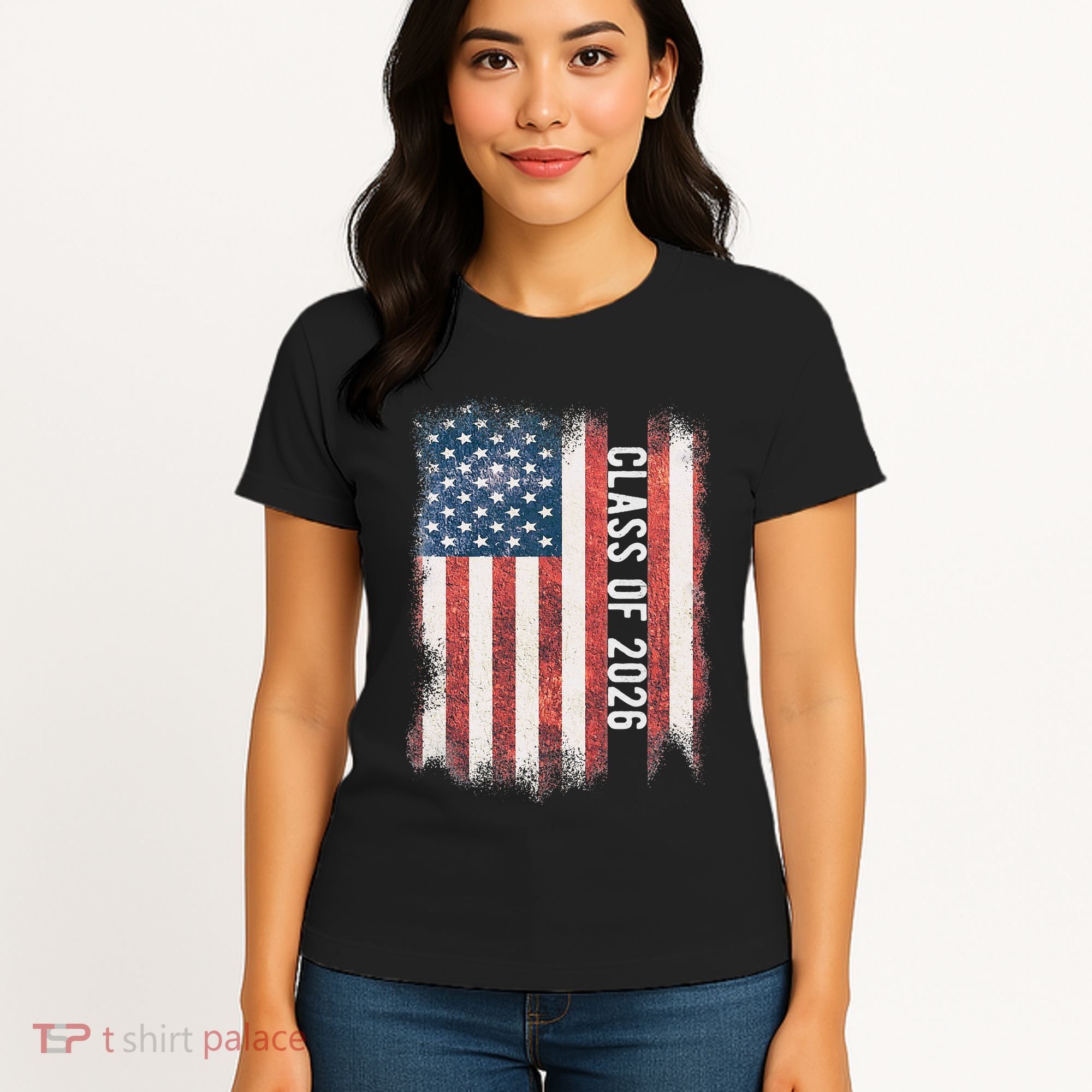 Class Of 2026 Patriotic American Flag Graduation Women's T-Shirt