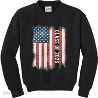 Class Of 2026 Patriotic American Flag Graduation Kids Sweatshirt thumb 0