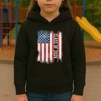 Class Of 2026 Patriotic American Flag Graduation Kids Hoodie thumb 3
