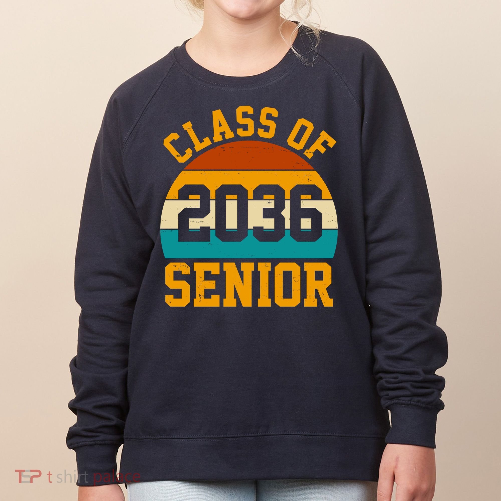 Class Of 2036 Senior Retro Sunset Women's Sweatshirt