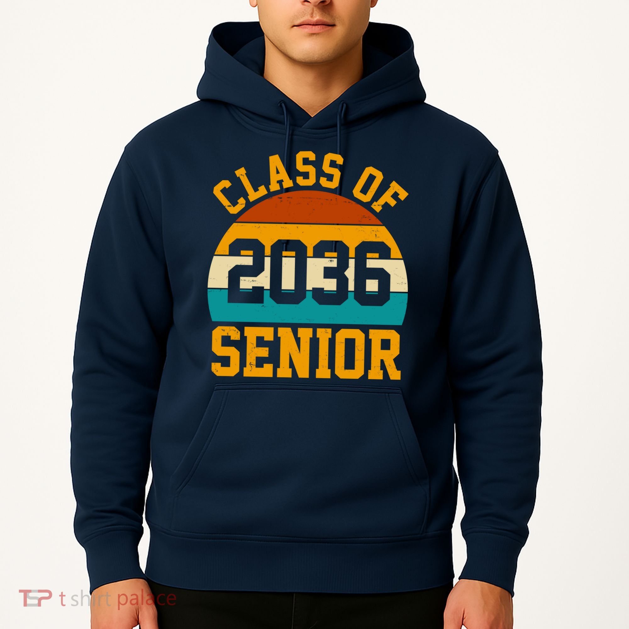 Class Of 2036 Senior Retro Sunset Hoodie