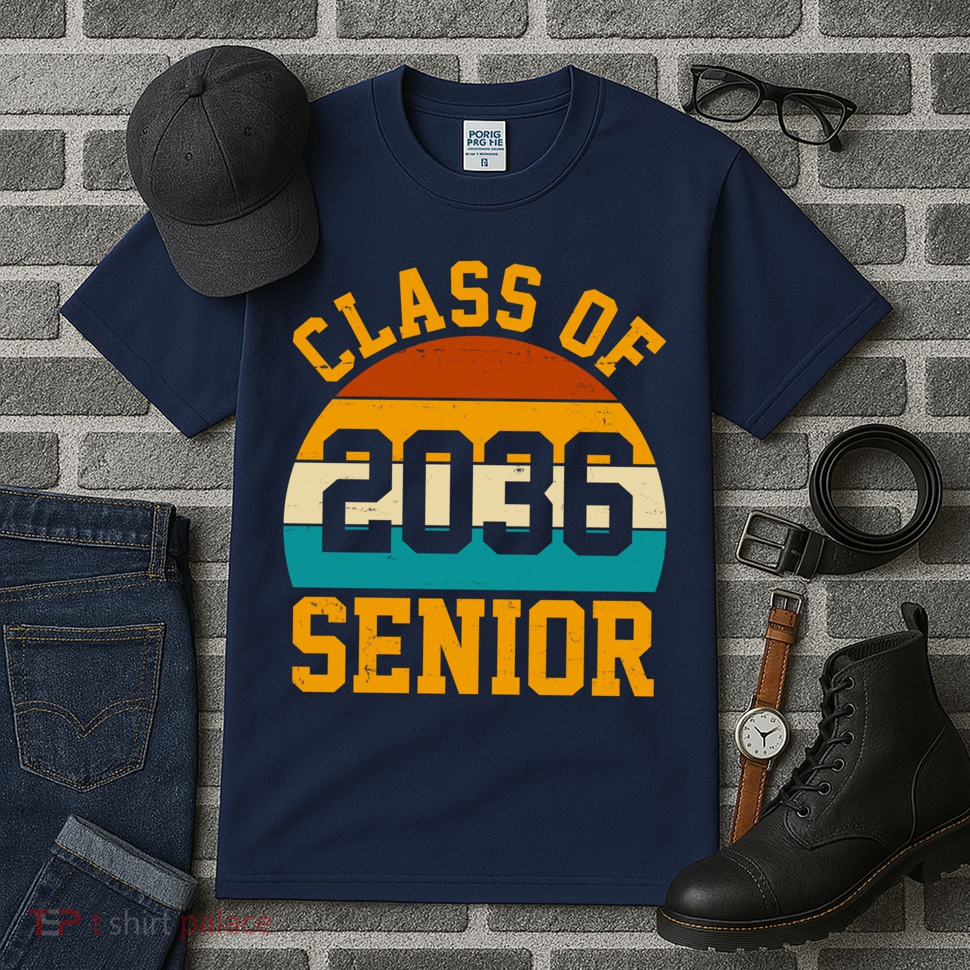 Class Of 2036 Senior Retro Sunset Tall T-Shirt