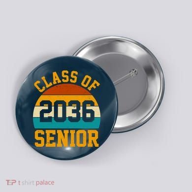 Class Of 2036 Senior Retro Sunset Button