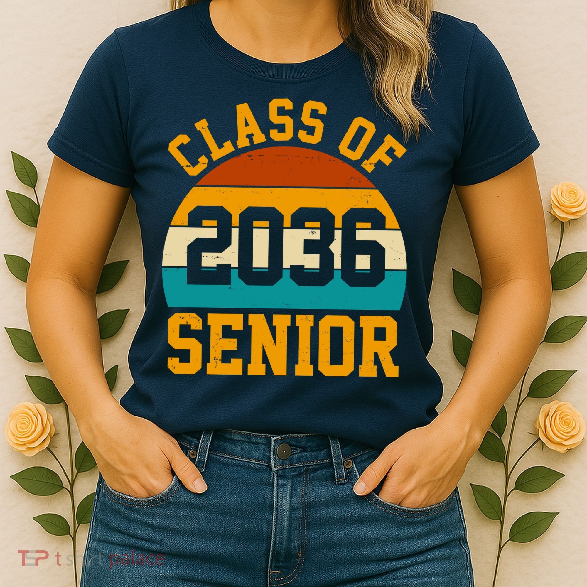 Class Of 2036 Senior Retro Sunset Women's T-Shirt