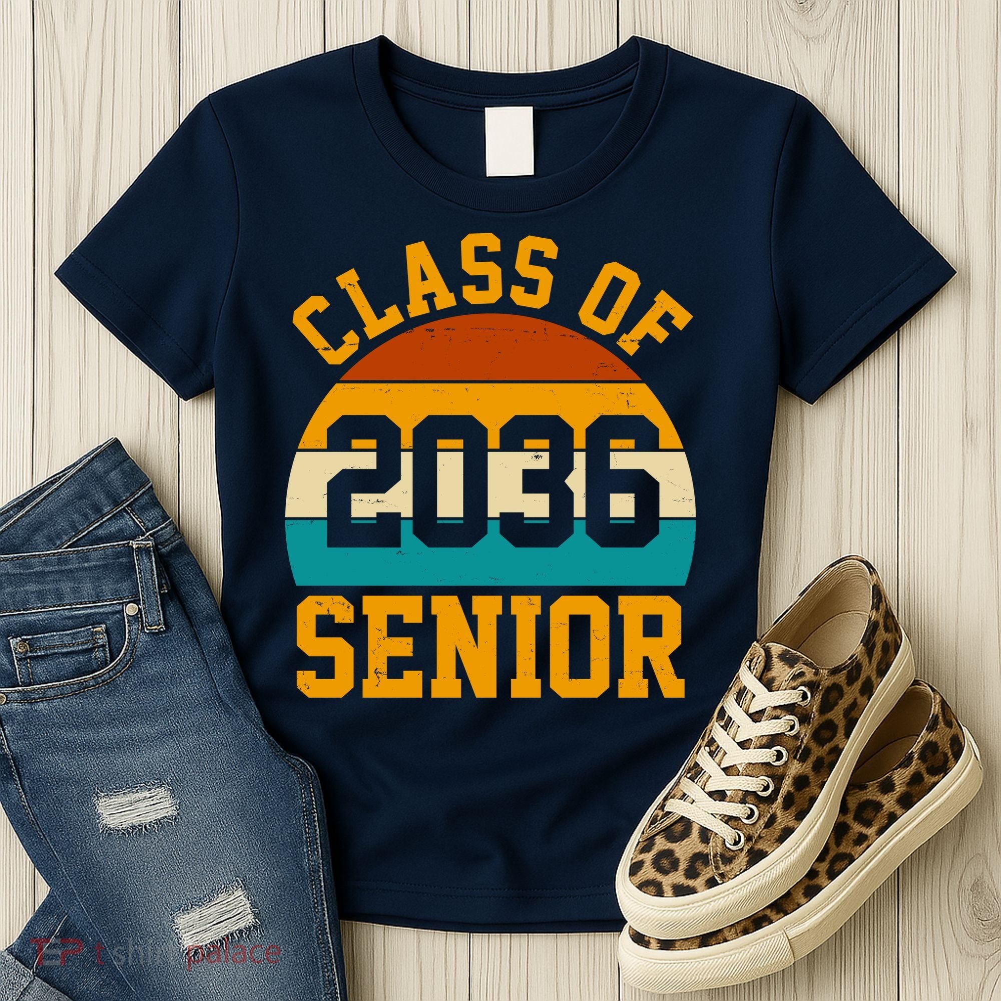 Class Of 2036 Senior Retro Sunset Women's T-Shirt