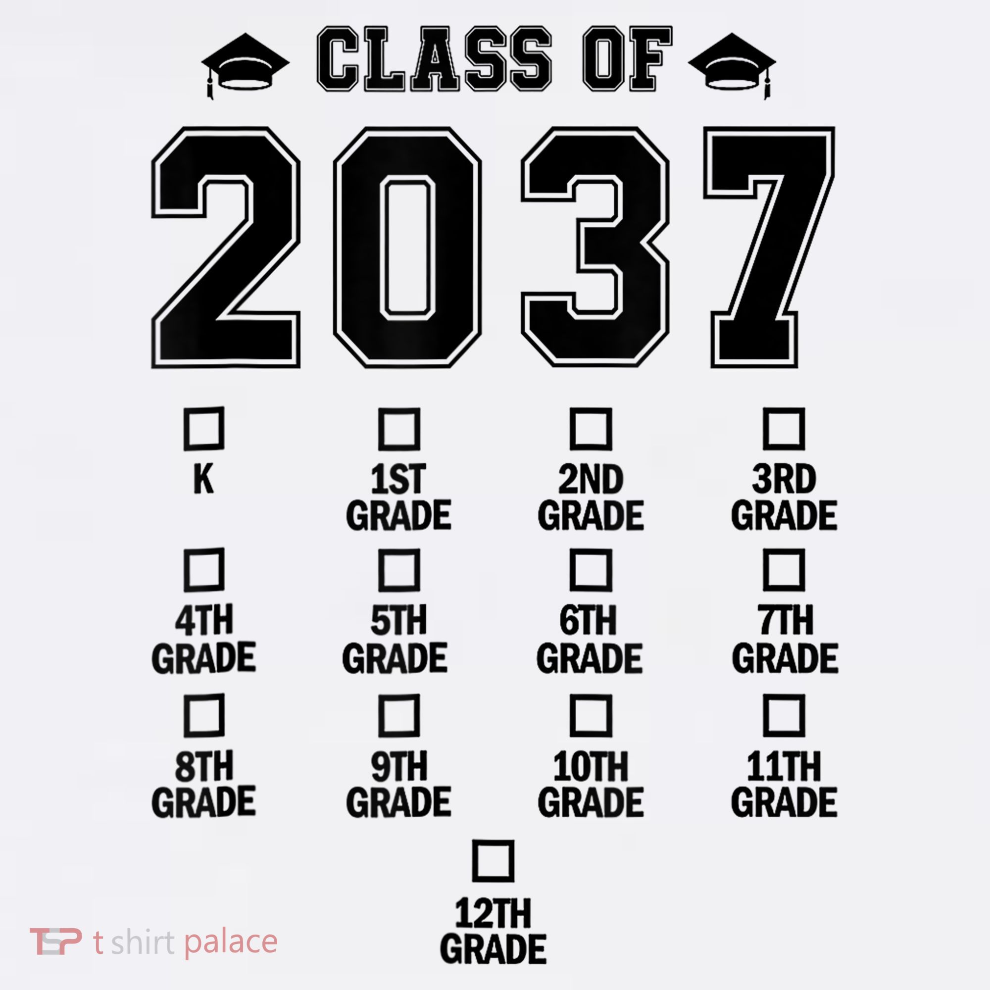 Class Of 2037 Grow With Me Prek To 12th Grade Gift T-Shirt