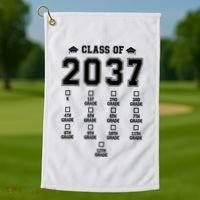 Class Of 2037 Grow With Me Prek To 12th Grade Gift Golf Towel thumb 1