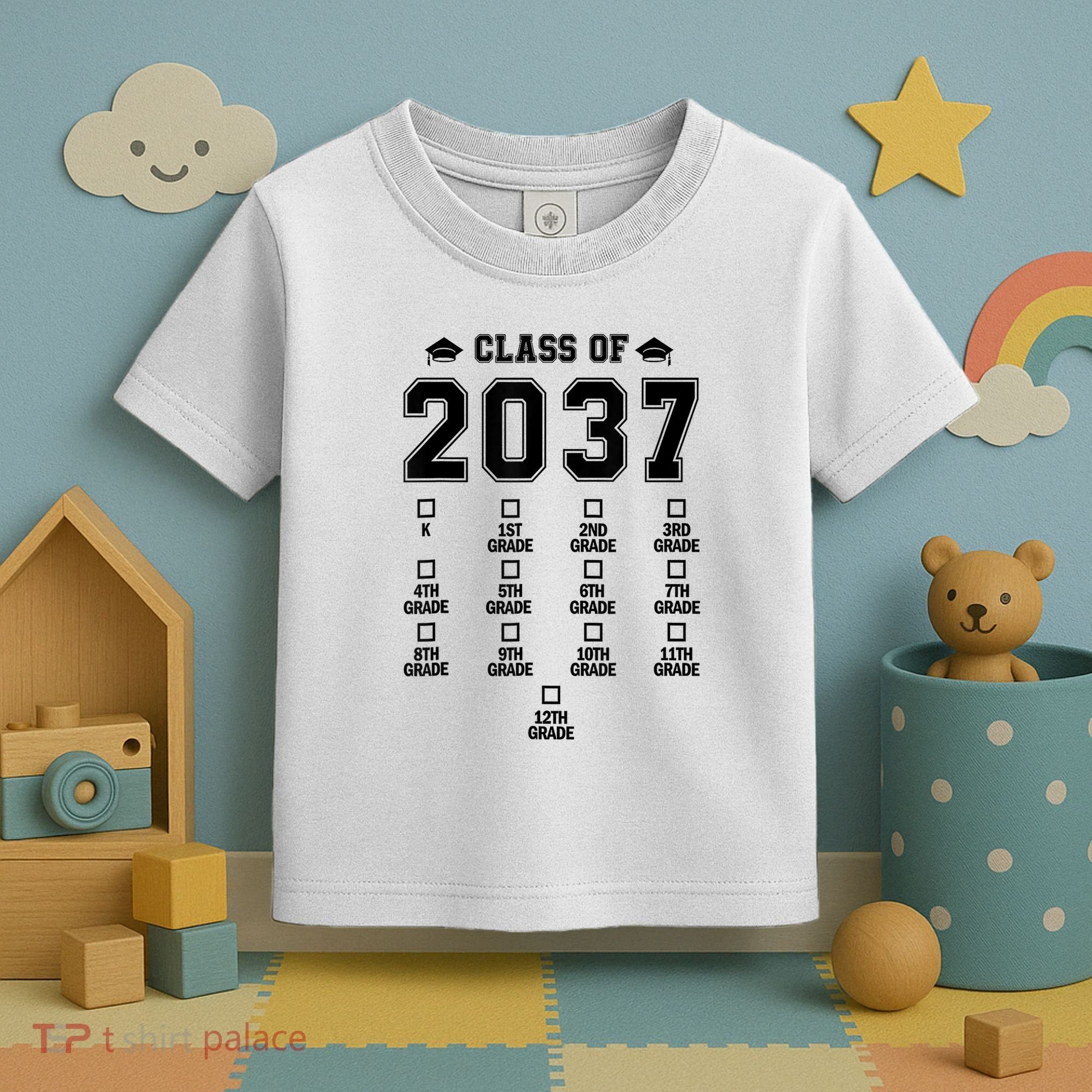 Class Of 2037 Grow With Me Prek To 12th Grade Gift Toddler T-Shirt