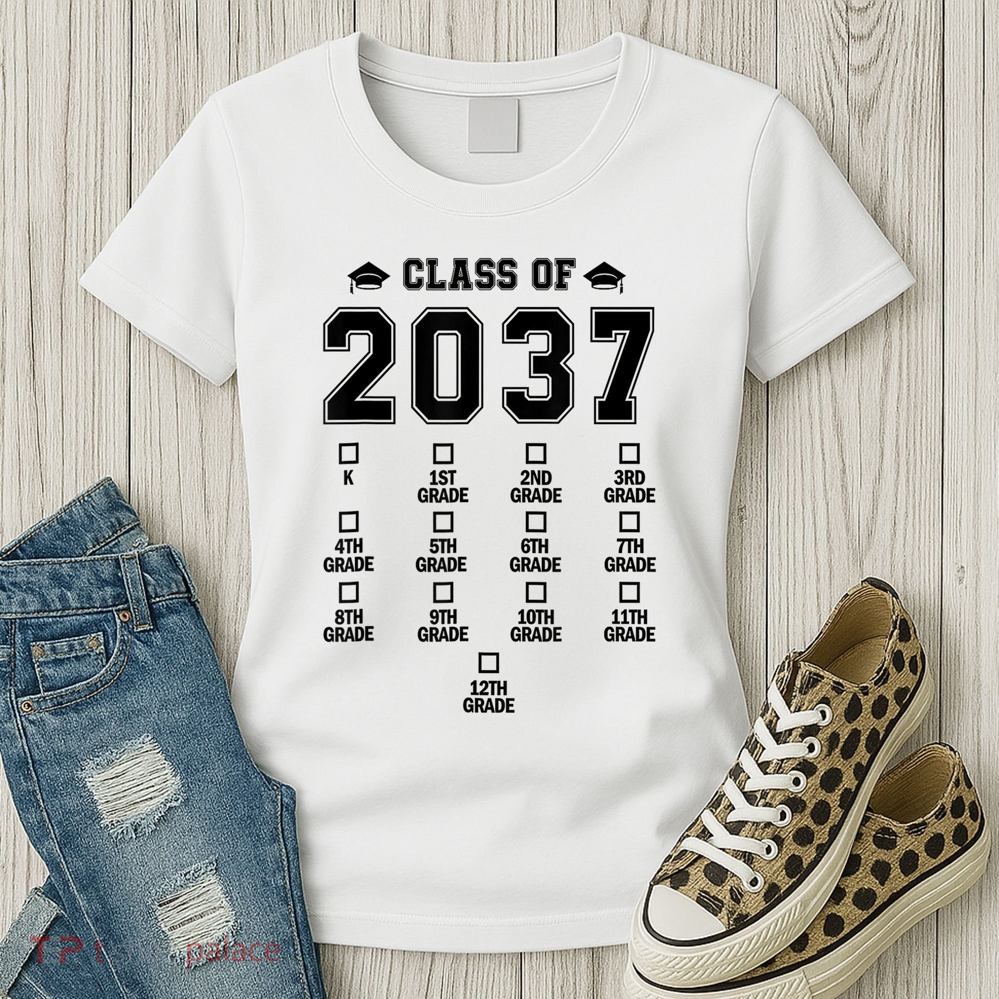 Class Of 2037 Grow With Me Prek To 12th Grade Gift Women's T-Shirt