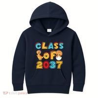 Class Of 2037 Grow With Me Kindergarten Graduation Kids Hoodie thumb 0