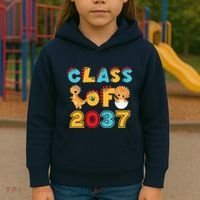 Class Of 2037 Grow With Me Kindergarten Graduation Kids Hoodie thumb 3