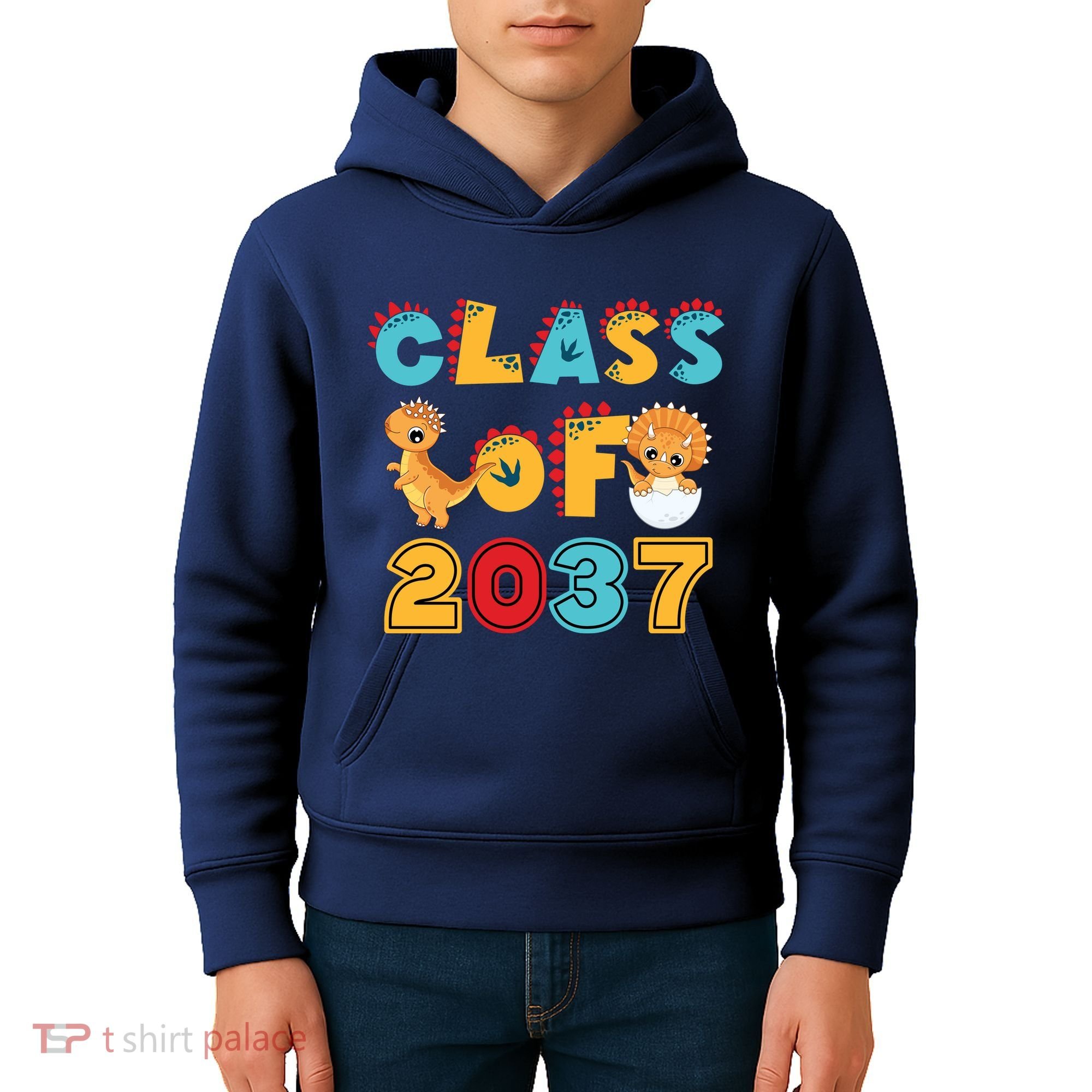 Class Of 2037 Grow With Me Kindergarten Graduation Kids Hoodie