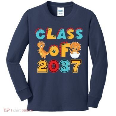 Class Of 2037 Grow With Me Kindergarten Graduation Kids Long Sleeve Shirt