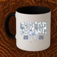 Class Of 2026 Senior Coquette Bow Blue Toile Floral Coffee Mug thumb 2