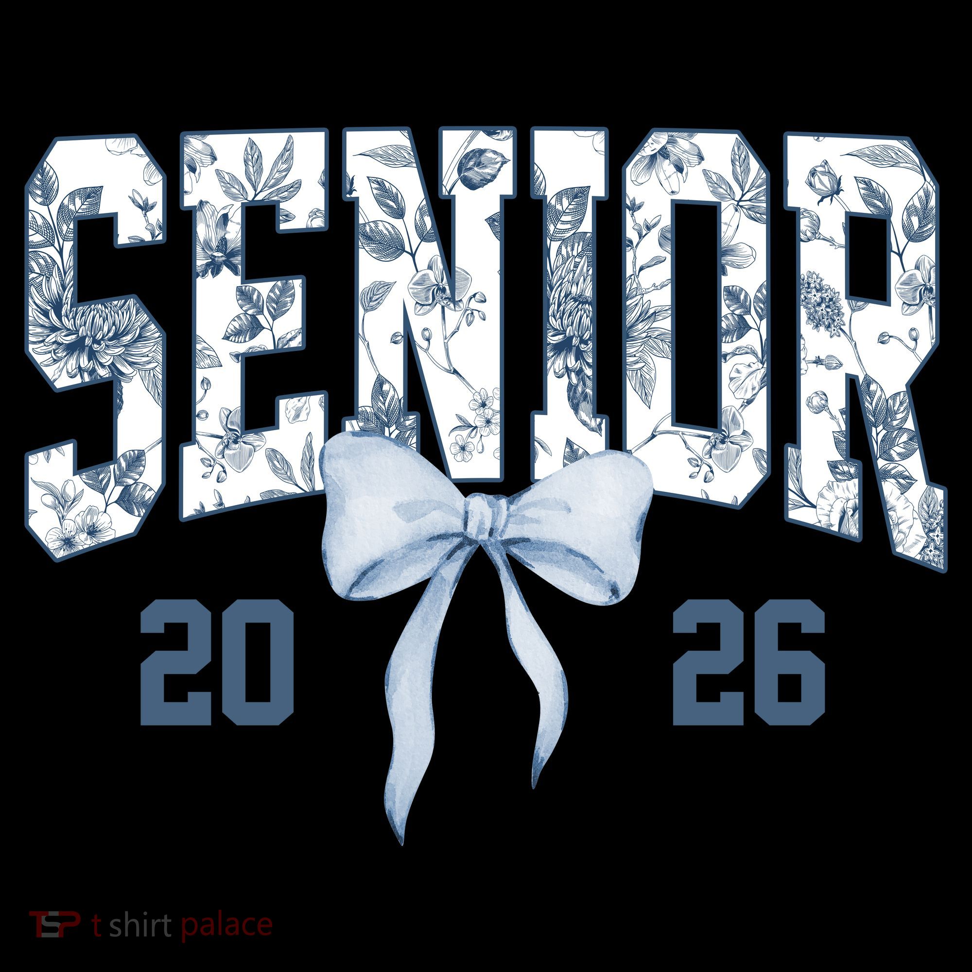 Class Of 2026 Senior Coquette Bow Blue Toile Floral Coffee Mug