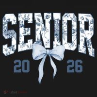 Class Of 2026 Senior Coquette Bow Blue Toile Floral Dry Zone Grid Polo thumb 2